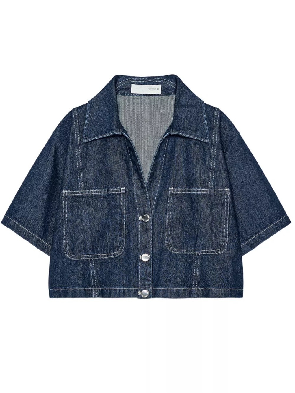 Zara Dark Blue Short-Sleeve Denim shirt